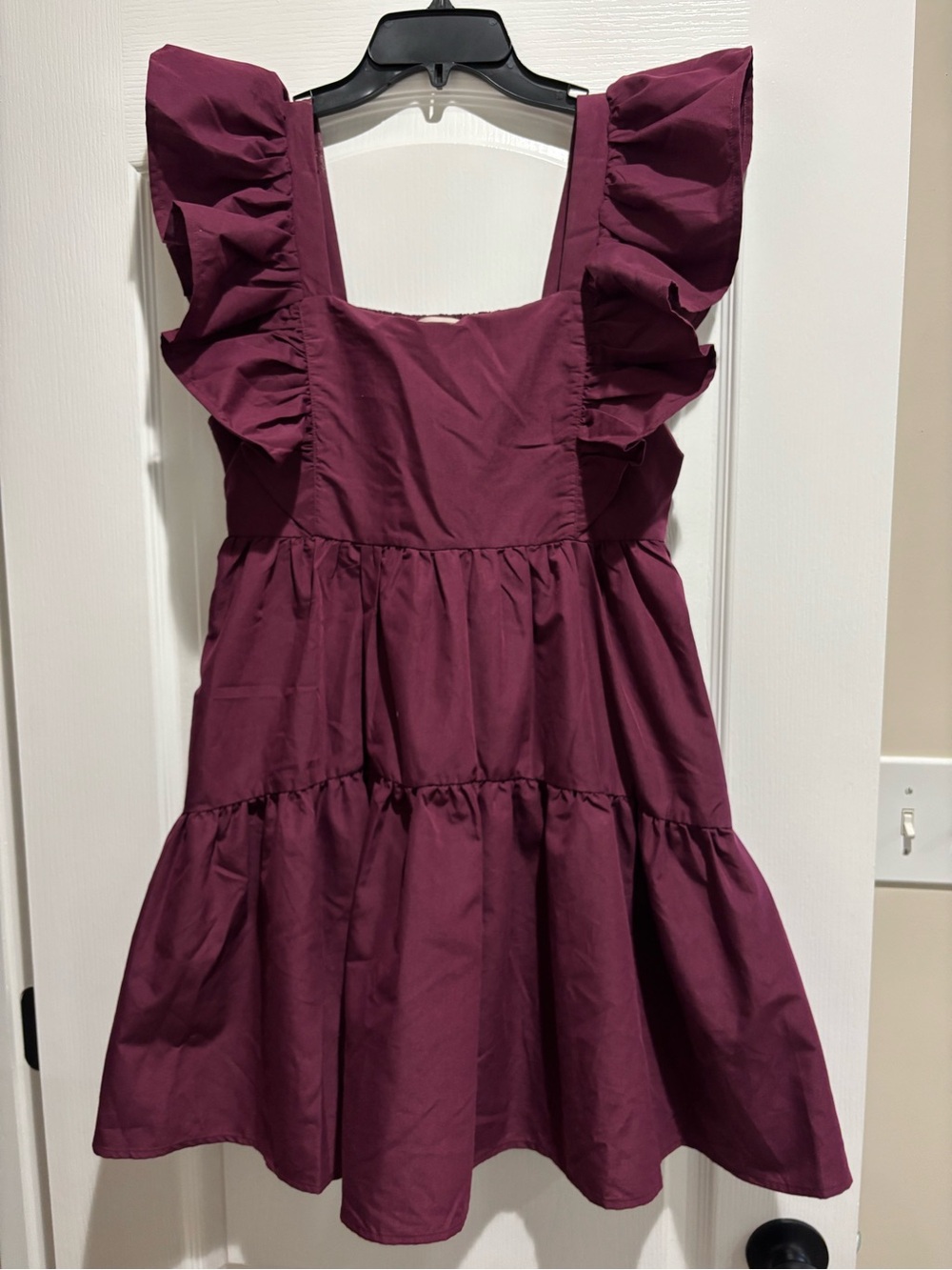 Tiered Ruffle Mini Dress in Burgundy